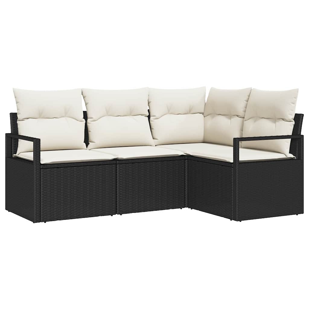vidaXL Conjunto de Sofás 4 pcs Preto vime PE