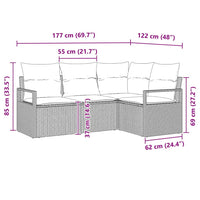 vidaXL Conjunto de Sofás 4 pcs Preto vime PE