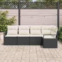 vidaXL Conjunto de Sofás com almofada 5 pcs Preto vime PE
