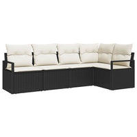 vidaXL Conjunto de Sofás com almofada 5 pcs Preto vime PE