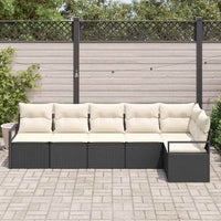 vidaXL Conjunto de Sofás 6 pcs Preto vime PE