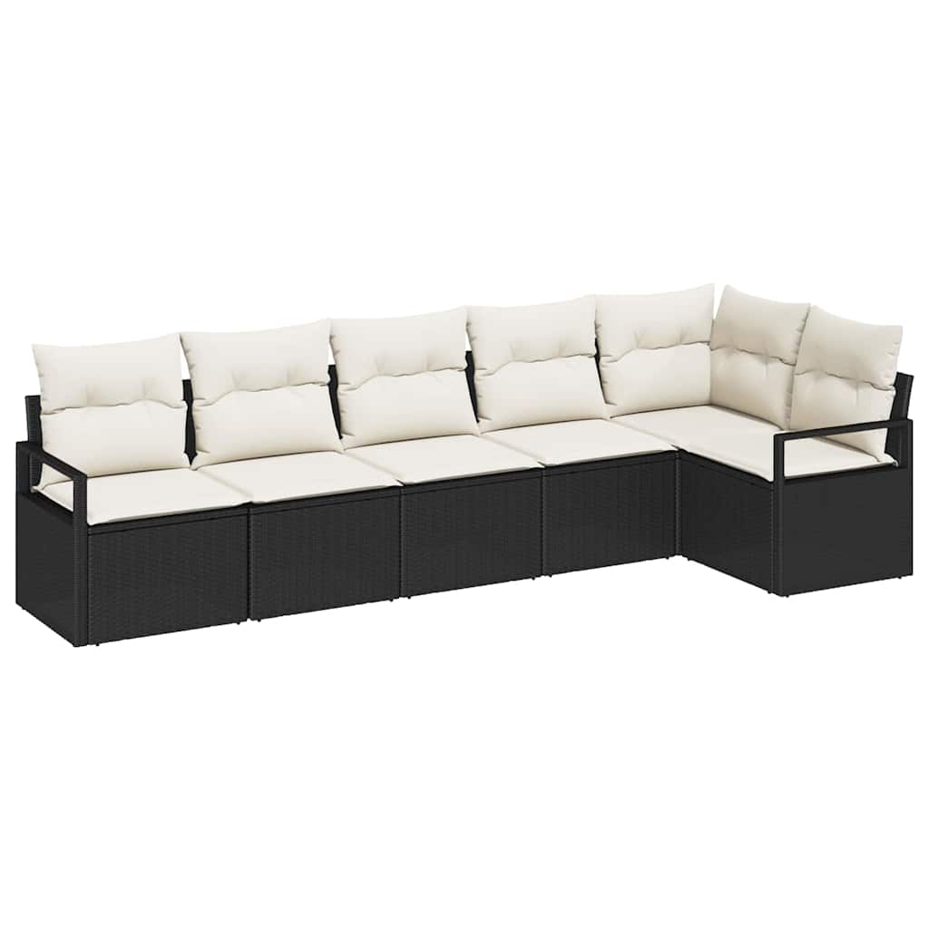 vidaXL Conjunto de Sofás 6 pcs Preto vime PE