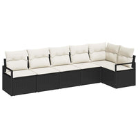 vidaXL Conjunto de Sofás 6 pcs Preto vime PE