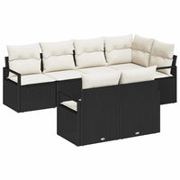 vidaXL Conjunto de Sofás 7 pcs Preto vime PE