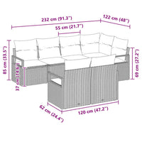 vidaXL Conjunto de Sofás 7 pcs Preto vime PE