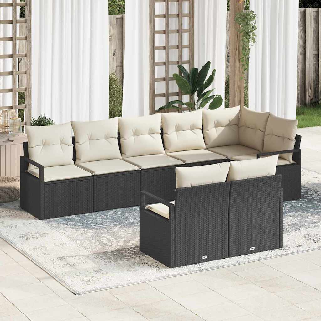 vidaXL Conjunto de Sofás 8 pcs Preto vime PE
