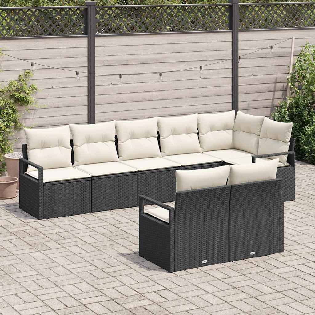 vidaXL Conjunto de Sofás 8 pcs Preto vime PE