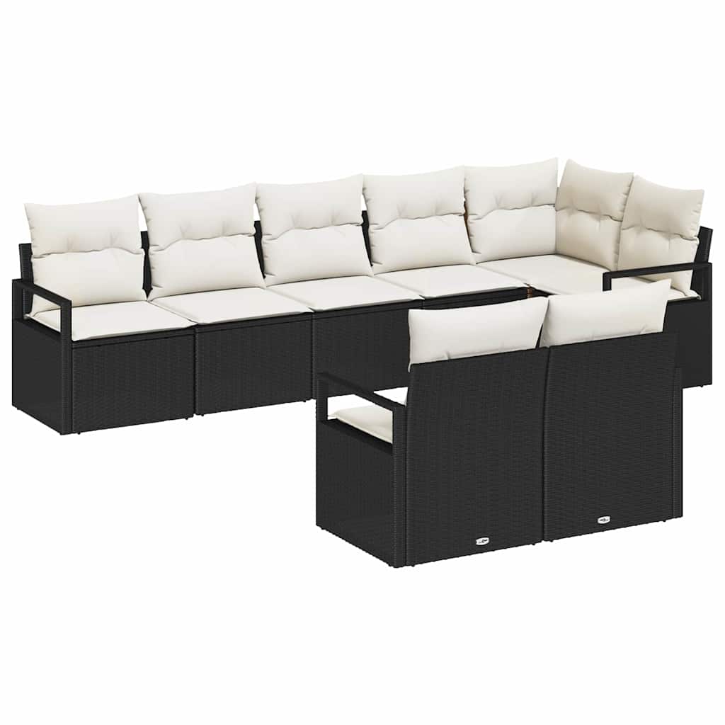 vidaXL Conjunto de Sofás 8 pcs Preto vime PE