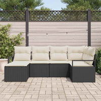 vidaXL Conjunto de Sofás com almofada 6 pcs Preto vime PE