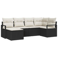 vidaXL Conjunto de Sofás com almofada 6 pcs Preto vime PE
