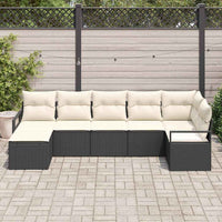 vidaXL Conjunto de Sofás com almofada 7 pcs Preto vime PE