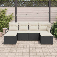 vidaXL Conjunto de Sofás 6 pcs Preto vime PE