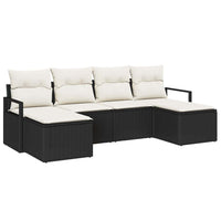 vidaXL Conjunto de Sofás 6 pcs Preto vime PE