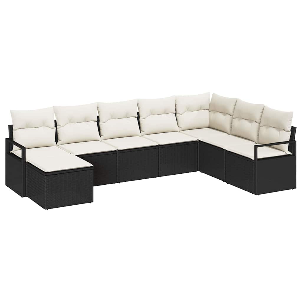 vidaXL Conjunto de Sofás com almofada 8 pcs Preto vime PE