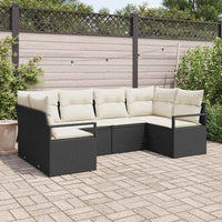 vidaXL Conjunto de Sofás com almofada 6 pcs Preto vime PE