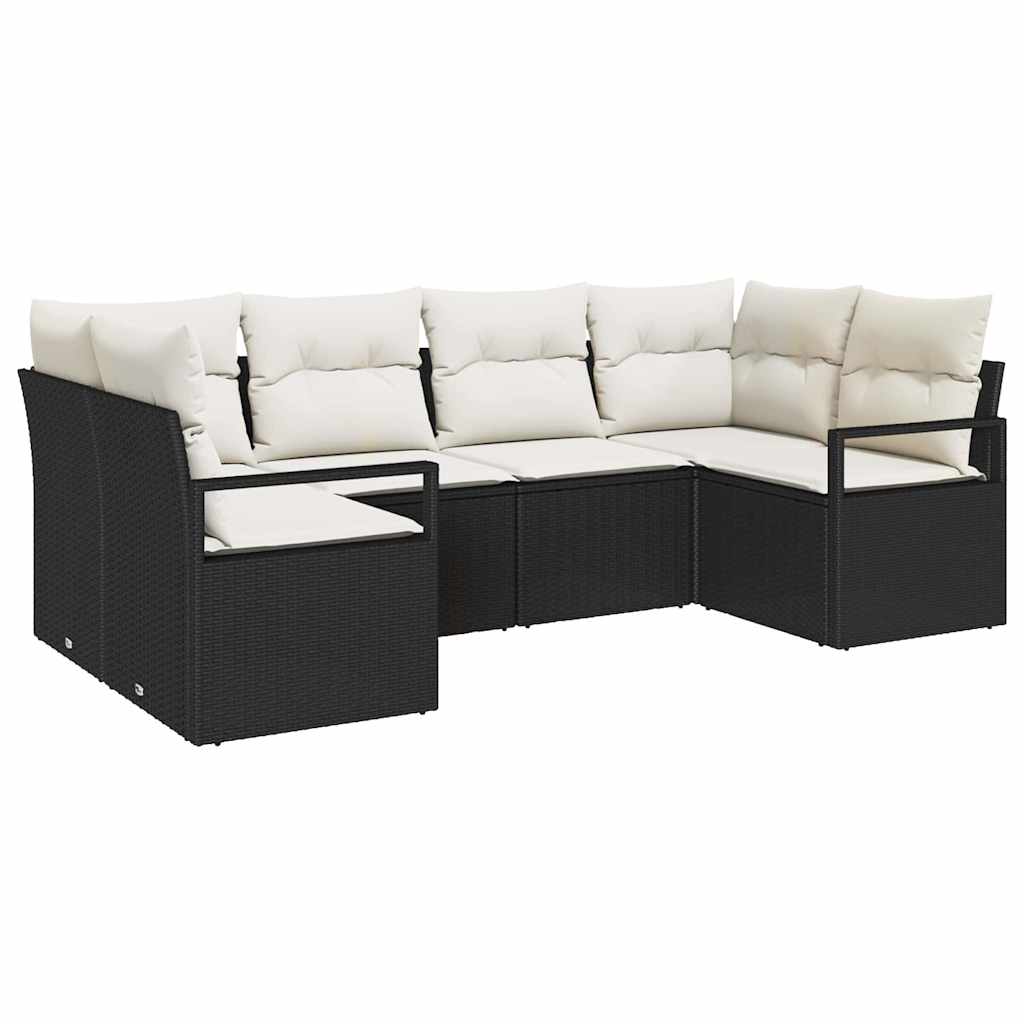 vidaXL Conjunto de Sofás com almofada 6 pcs Preto vime PE