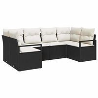 vidaXL Conjunto de Sofás com almofada 6 pcs Preto vime PE