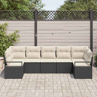 vidaXL Conjunto de Sofás com almofada 7 pcs Preto vime PE