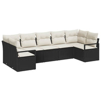 vidaXL Conjunto de Sofás com almofada 7 pcs Preto vime PE