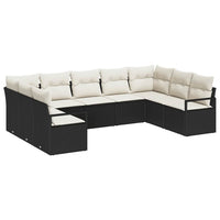 vidaXL Conjunto de Sofás com almofada 9 pcs Preto vime PE