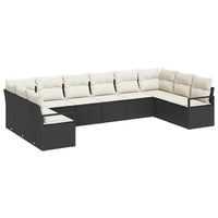vidaXL Conjunto de Sofás com almofada 10 pcs Preto vime PE