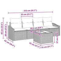 vidaXL Conjunto de Sofás com almofada 5 pcs Preto e Creme vime PE
