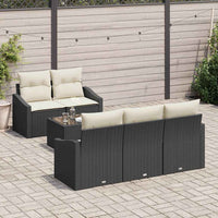 vidaXL Conjunto de Sofás com almofada 6 pcs Preto e Creme vime PE