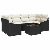vidaXL Conjunto de Sofás com almofada 7 pcs Preto e Creme vime PE