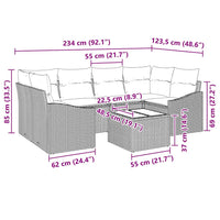 vidaXL Conjunto de Sofás com almofada 7 pcs Preto e Creme vime PE