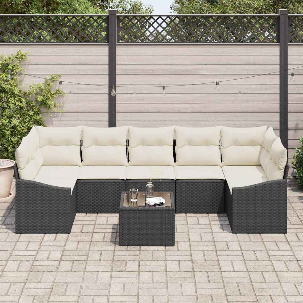 vidaXL Conjunto de Sofás Preto e Creme 55 x 55 x 37 cm vime PE