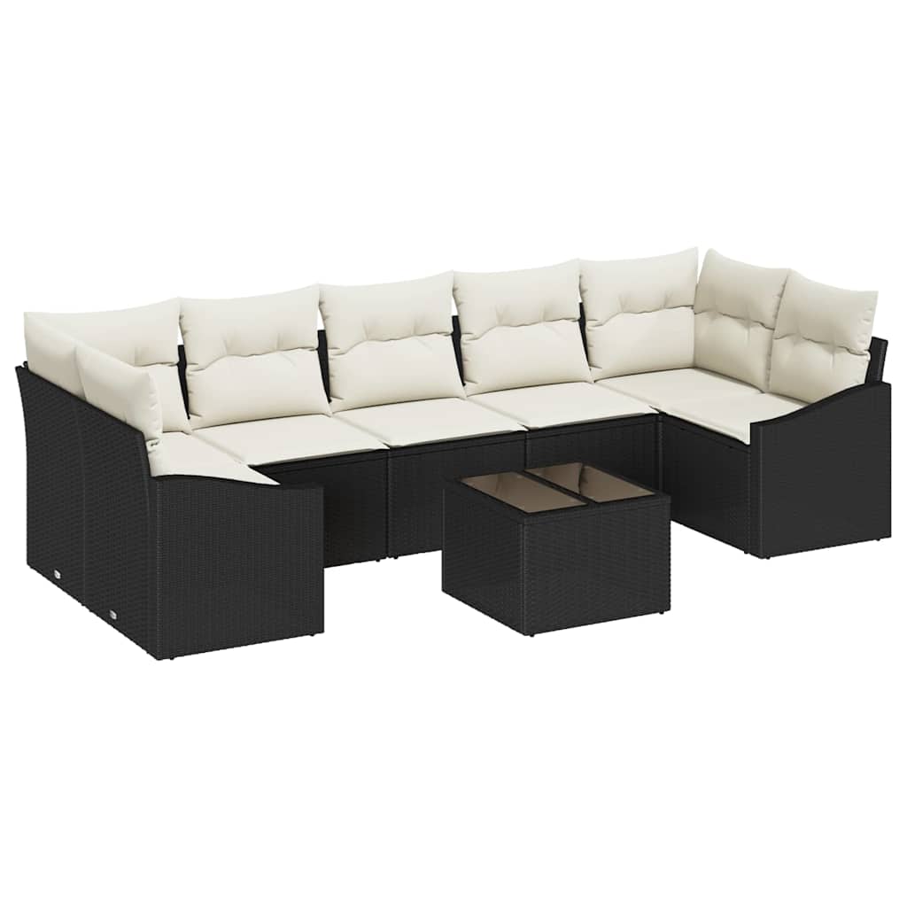 vidaXL Conjunto de Sofás Preto e Creme 55 x 55 x 37 cm vime PE