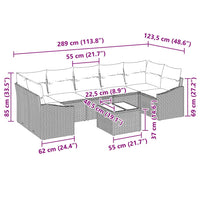 vidaXL Conjunto de Sofás Preto e Creme 55 x 55 x 37 cm vime PE