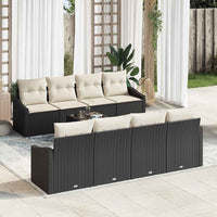 vidaXL Conjunto de Sofás com almofada 9 pcs Preto e Creme vime PE