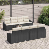 vidaXL Conjunto de Sofás com almofada 9 pcs Preto e Creme vime PE