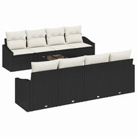 vidaXL Conjunto de Sofás com almofada 9 pcs Preto e Creme vime PE