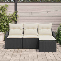 vidaXL Conjunto de Sofás com almofada 4 pcs Preto vime PE