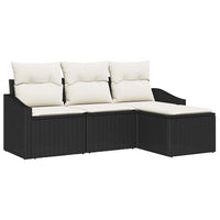 vidaXL Conjunto de Sofás com almofada 4 pcs Preto vime PE