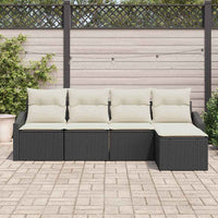 vidaXL Conjunto de Sofás com almofada 5 pcs Preto vime PE
