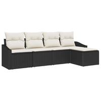 vidaXL Conjunto de Sofás com almofada 5 pcs Preto vime PE