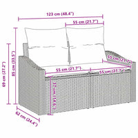 vidaXL Conjunto de Sofás com almofada 4 pcs Preto vime PE