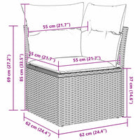 vidaXL Conjunto de Sofás com almofada 4 pcs Preto vime PE