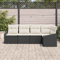 vidaXL Conjunto de Sofás com almofada 5 pcs Preto vime PE