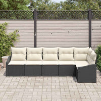 vidaXL Conjunto de Sofás com almofada 6 pcs Preto vime PE