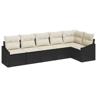 vidaXL Conjunto de Sofás com almofada 6 pcs Preto vime PE