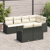 vidaXL Conjunto de Sofás com almofada 7 pcs Preto vime PE