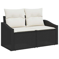 vidaXL Conjunto de Sofás com almofada 7 pcs Preto vime PE