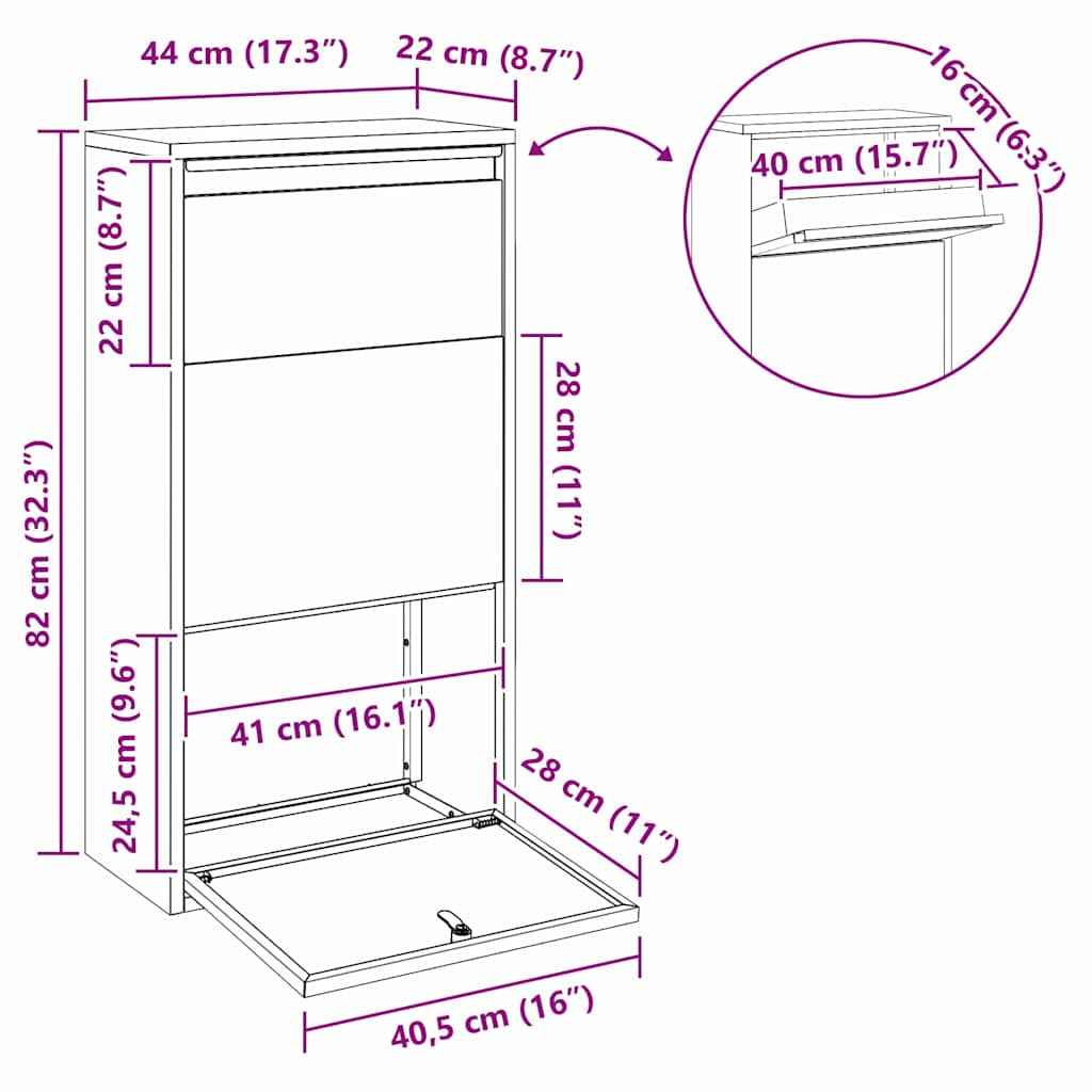 vidaXL Caixa para entrega de pacotes Ferro Enferrujado 44 x 22 x 82 cm