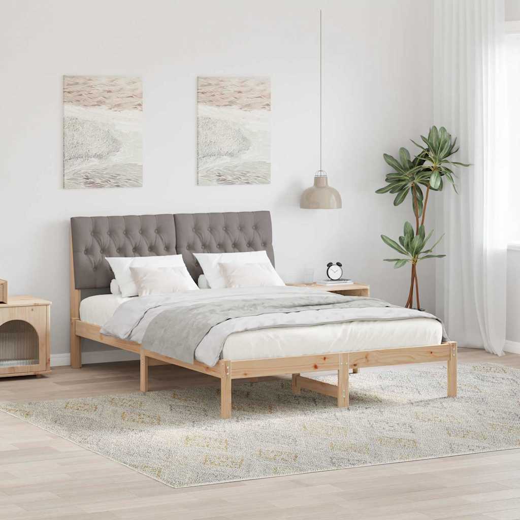 vidaXL Estrutura de Cama com Cabeceira Estofada Castanho 200 x 200 cm