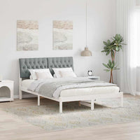 vidaXL Estrutura de Cama com Cabeceira Estofada Castanho 200 x 200 cm