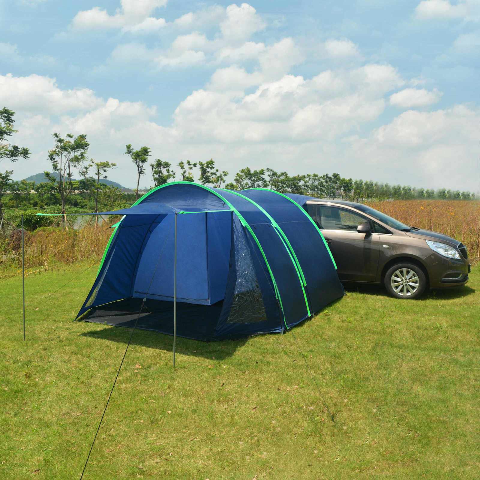 vidaXL tenda para carro Azul Marinho 390 x 330 x 195 cm Poliamida 180T